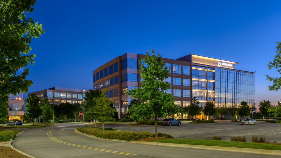 Boeing office at dusk