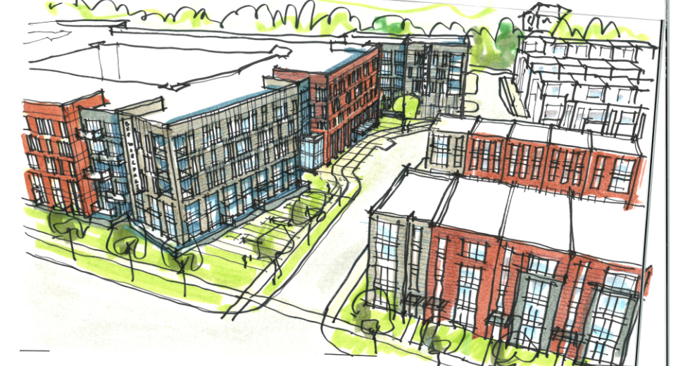 Rezoned structure with 350 apartments and 101 townhouse units 