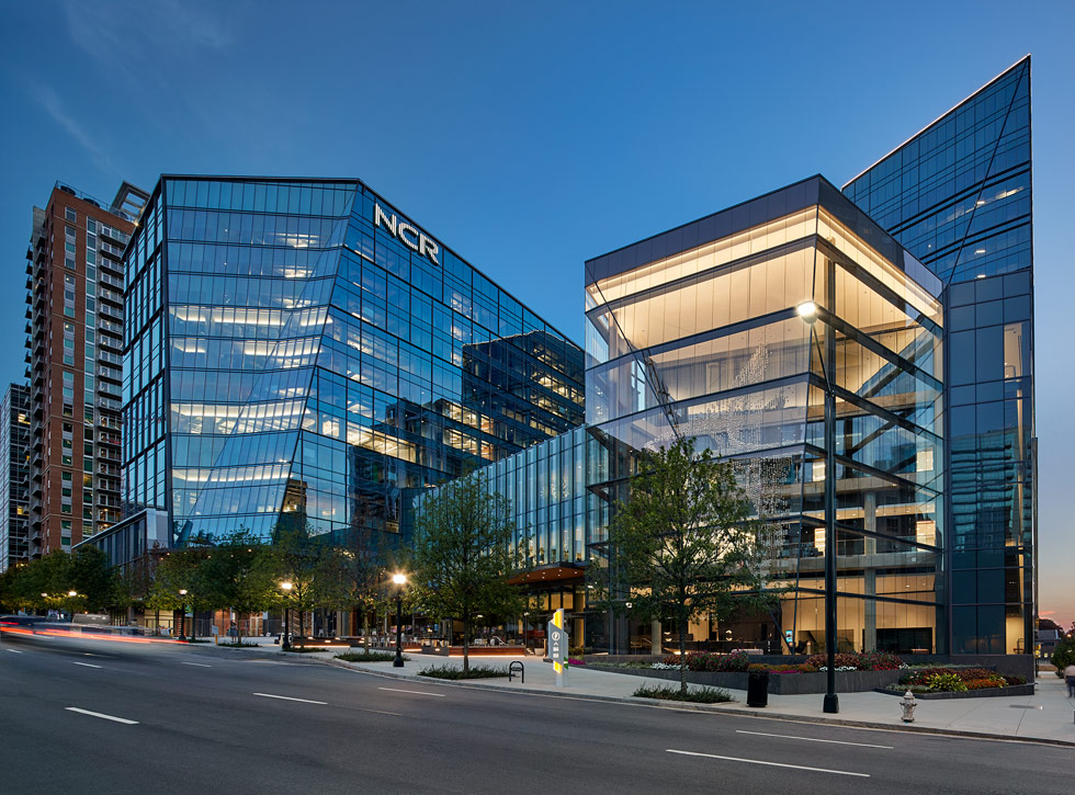 Spring & 8th exterior at night