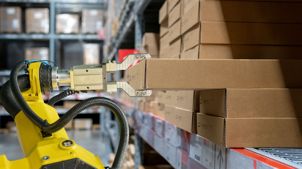 Robots in a Warehouse Stock Shelves