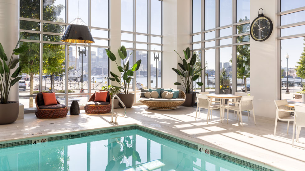 Indoor pool at Portside, East Boston, Massachusetts.