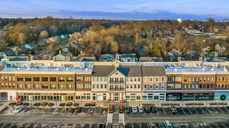 Aerial shot of Darien Commons