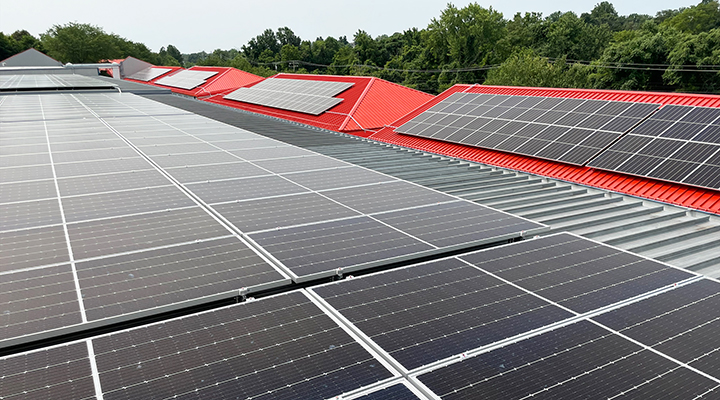 solar panels on a Public Storage rooftop