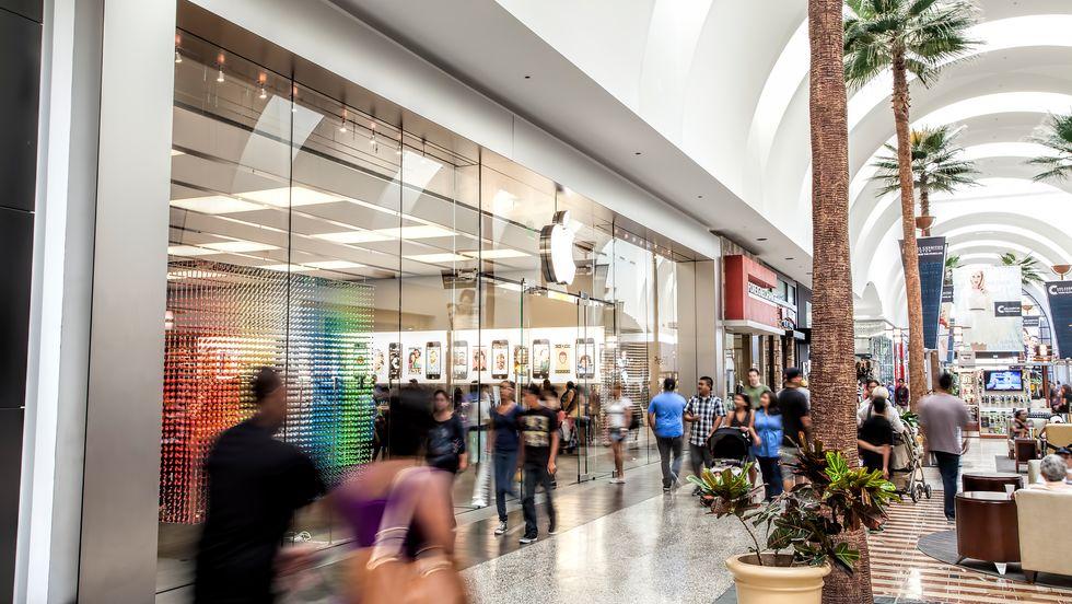 Shoppers inside a large regional mall