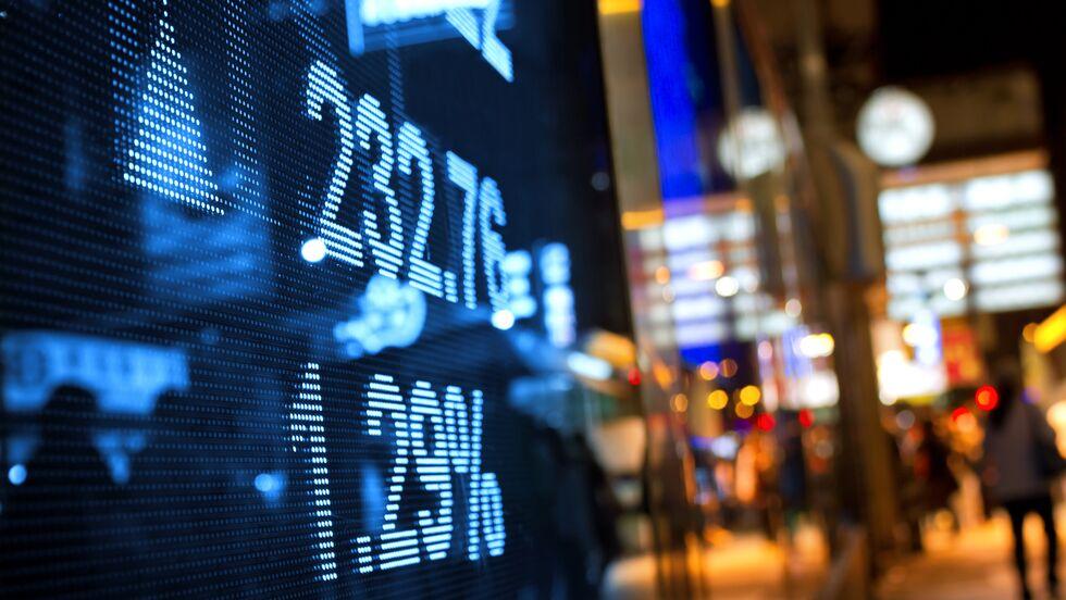 Stock ticker numbers at night