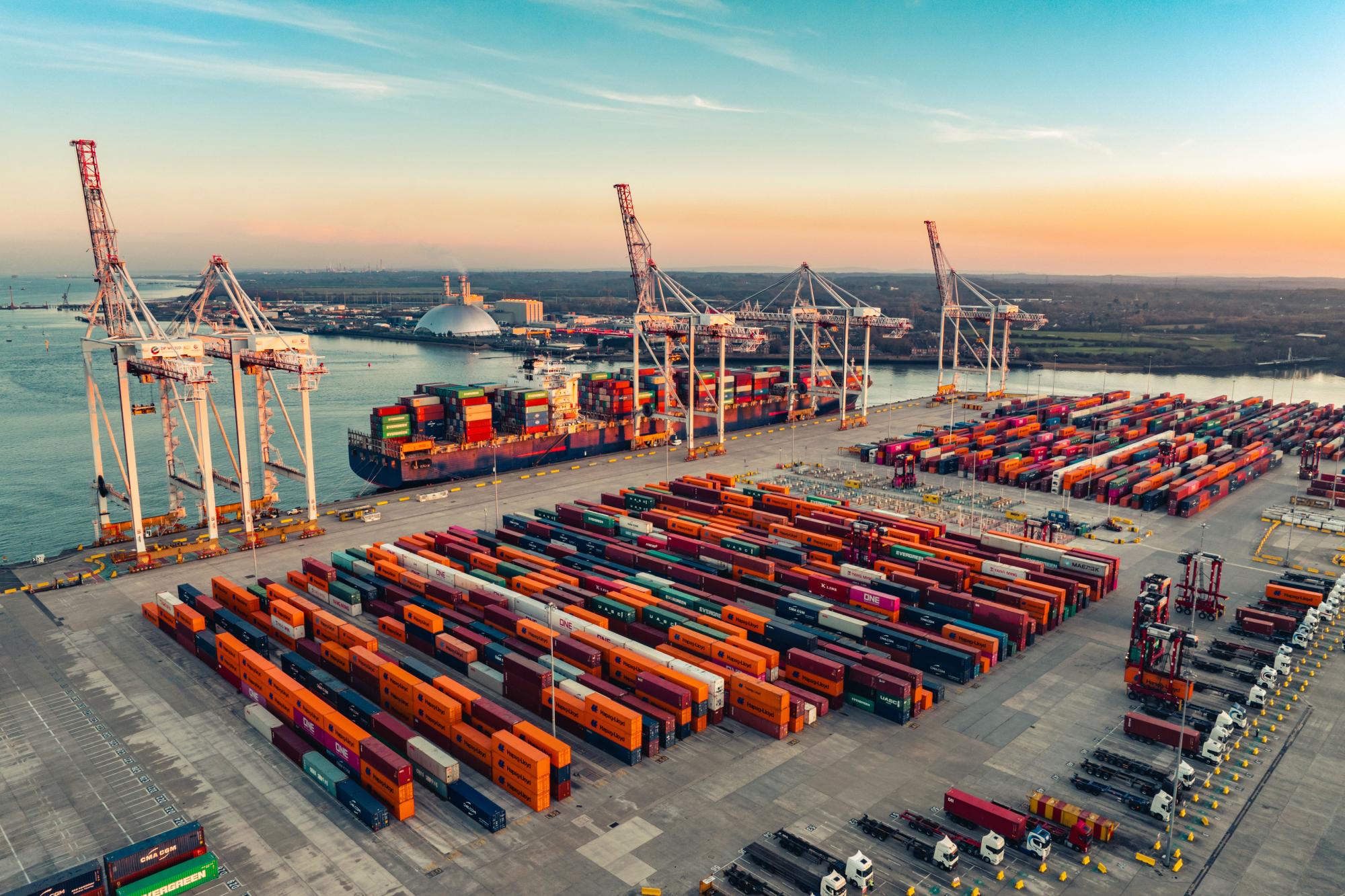 European shipyard and dock