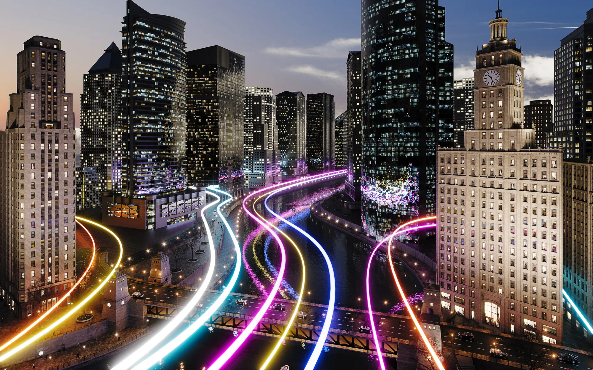 Stock photo of NYC at night