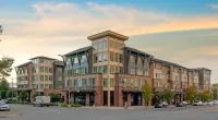An apartment building exterior from the street