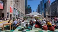 People outside eating in Chicago