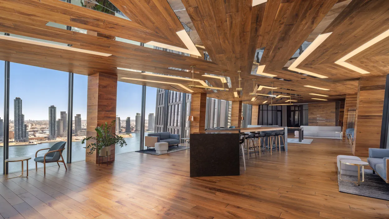 The two towers that comprise The Copper offer 760-plus  apartments with sweeping views of the Empire State Building, East River, and Manhattan skyline.