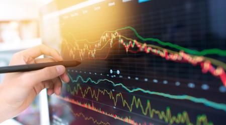 Stock prices on a computer screen