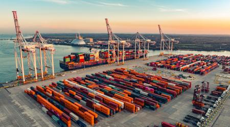 European shipyard and dock