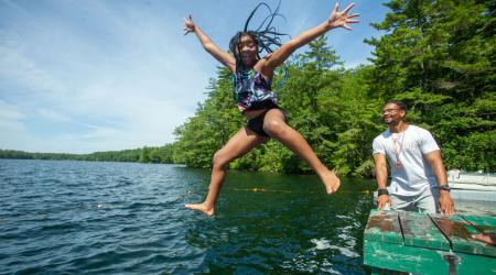 Summer fun at Camp Hale’s campus on Squam Lake, south of New Hampshire’s White Mountains, where American Tower and its nonprofit partner United South End Settlements (USES) launched the first U.S.-based Digital Community.