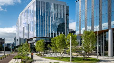 The Pearl’s signature Howard R. Levine Center for Education, home to Charlotte’s first four-year medical school, Wake Forest University School of Medicine Charlotte. 